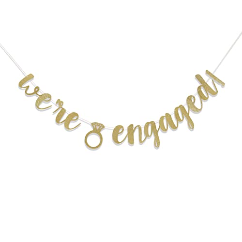 We're Engaged Banner - Engagement Party Decorations,Engagement Party Ideas,Engagement Party Decor Sign,Engagement Banner Gold