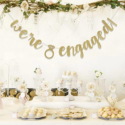 We're Engaged Banner - Engagement Party Decorations,Engagement Party Ideas,Engagement Party Decor Sign,Engagement Banner Gold