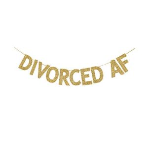 jtpartytime divorced af banner, gold glitter paper sign for divorce party decorations