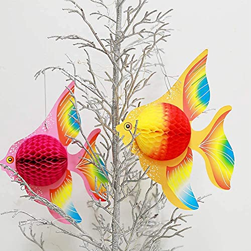 Under The Sea 3D Colorful Tropical Fish Bubble Garland Party Decorations Hanging Bubble Garlands Streamer Banner Backdrop Decor for Ocean Coral Reef Little Mermaid Birthday Wedding Party Supplies