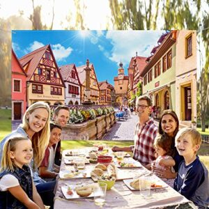 in The Style of Oktoberfest Festival Decorations, Extra Large Bavarian Street Scenery Sign Poster Festival Background Banner Photo Booth Backdrop with Rope Festival Party Supplies, 70.8 x 43.3 Inch()