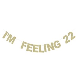 gold i’m feeling 22 gliter paper sign banner – women/men’s birthday party fun decoration backdrops