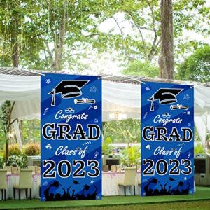 2023 Graduation Decorations, Class of 2023 Graduation Banner Porch Sign for Grad Party Supplies Blue and Black Graduation Party Decorations