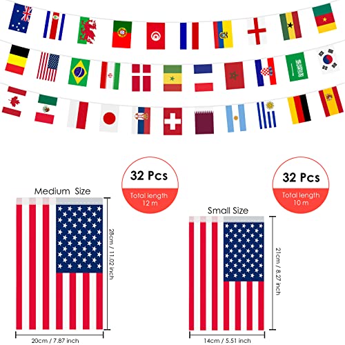 AhfuLife World String Flag Bunting, 32 Countries 2022 World Cup Flags Banners Double-sided Polyester for, Garden, Bar, Restaurant and Party Decoration