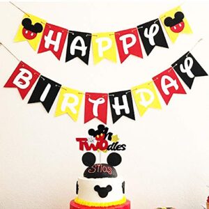 Oh Twodles Balloons Mickey Mouse Second Birthday Cake Topper 2nd Banner Party Supplies Decorations Photo Prop for Boy Baby Bday (Twodles)