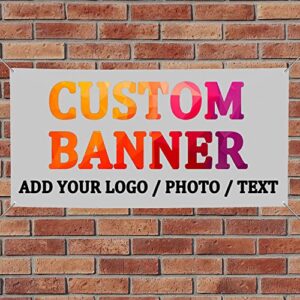 custom banners and signs for outdoor indoor,customize your own banner with photo image picture logo or name,custom banner backdrop for birthday party business graduation wedding event (4′ x 2′)