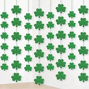 Mocossmy St Patrick's Day Decorations,Green Clover Garland & Lucky Banner Glitter Crafts Shamrock Pendant Hanging Ornaments Decoration for Spring Holiday Birthday Party Favors Supplies Accessories