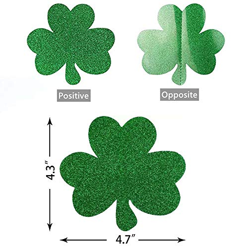 Mocossmy St Patrick's Day Decorations,Green Clover Garland & Lucky Banner Glitter Crafts Shamrock Pendant Hanging Ornaments Decoration for Spring Holiday Birthday Party Favors Supplies Accessories