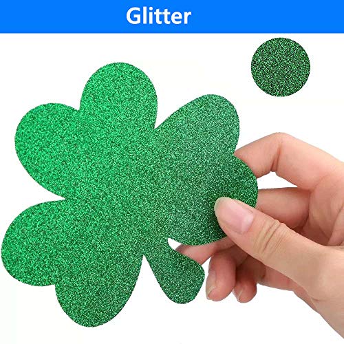 Mocossmy St Patrick's Day Decorations,Green Clover Garland & Lucky Banner Glitter Crafts Shamrock Pendant Hanging Ornaments Decoration for Spring Holiday Birthday Party Favors Supplies Accessories