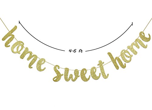 Home Sweet Home Gold Glitter Hanging Sign Banner- Welcome Home Banner, Home from War Banner, Military Welcome Home Banner, Welcome Home Sign