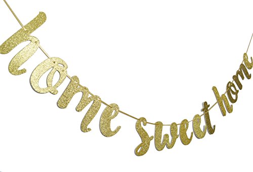 Home Sweet Home Gold Glitter Hanging Sign Banner- Welcome Home Banner, Home from War Banner, Military Welcome Home Banner, Welcome Home Sign