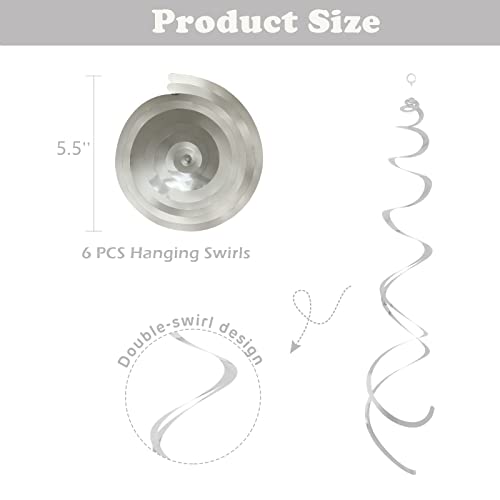 Concico Birthday decorations - Silver Happy Birthday Photo banner and Hanging Swirls of Birthday party decor(Silver)