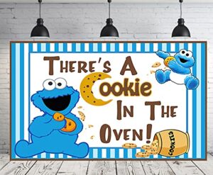 baby cookie monster backdrop for gender reveal party supplies 5x3ft there’s a cookie in the oven banner for street baby shower party decorations