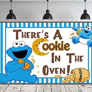 Baby Cookie Monster Backdrop for Gender Reveal Party Supplies 5x3ft There's a Cookie in The Oven Banner for Street Baby Shower Party Decorations
