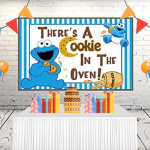 Baby Cookie Monster Backdrop for Gender Reveal Party Supplies 5x3ft There's a Cookie in The Oven Banner for Street Baby Shower Party Decorations