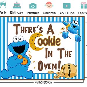 Baby Cookie Monster Backdrop for Gender Reveal Party Supplies 5x3ft There's a Cookie in The Oven Banner for Street Baby Shower Party Decorations