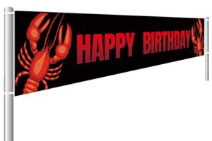 large crawfish boil happy birthday banner, crawfish boil birthday party supplies decorations, crawfish boil birthday party backdrop background, indoor outdoor (9.8 x 1.6 ft)