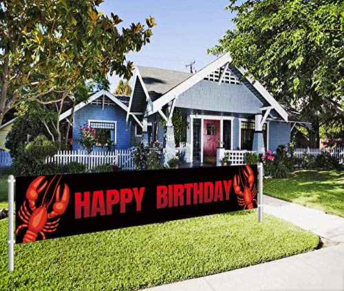 Large Crawfish Boil Happy Birthday Banner, Crawfish Boil Birthday Party Supplies Decorations, Crawfish Boil Birthday Party Backdrop Background, Indoor Outdoor (9.8 x 1.6 ft)