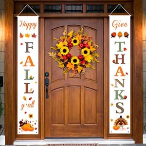 fall decor | fall decorations for home | happy fall y’all & give thanks porch banners for autumn harvest decorations | thanksgiving decorations for home