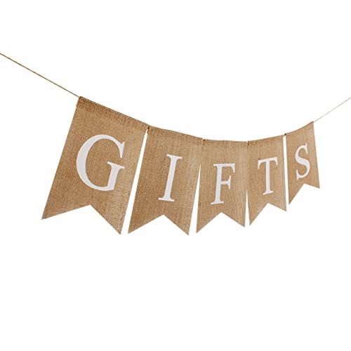 Burlap Gifts Sign Gifts Banner Vintage Burlap Banner for Vintage Bridal Shower Decorations Wedding Birthday Party Rustic Wedding Rustic Baby Shower Decorations