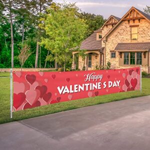 valentines day banner happy valentine’s day decorations flag hanging huge sign holiday party supplies love heart home decor for store,outdoor,indoor,yard,garden,porch,lawn