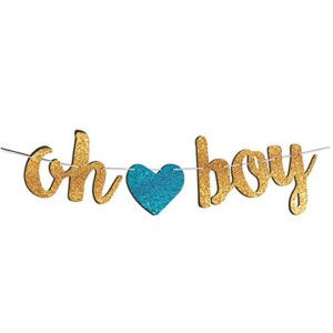 oh boy glitter banner – baby shower decorations for boy – gender reveal party garland