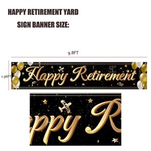 Large Happy Retirement Banner Gold Reitirement Party Yard Sign Celebrate Retirement Party Decorations Supplies