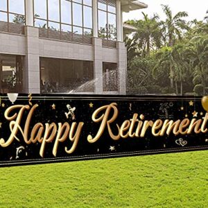 Large Happy Retirement Banner Gold Reitirement Party Yard Sign Celebrate Retirement Party Decorations Supplies