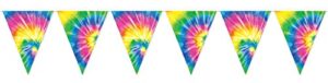 beistle 1960’s tie dyed pennant banner – indoor/outdoor hanging décor for 60’s theme and birthday party supplies