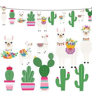 2023 llama cactus banner garland party supplies, llama cactus themed birthday party decorations for mexican fiesta, cino de mayo llama cactus baby shower, hawaiian, luau, classroom decorations – 5 llamas and 5 cactus