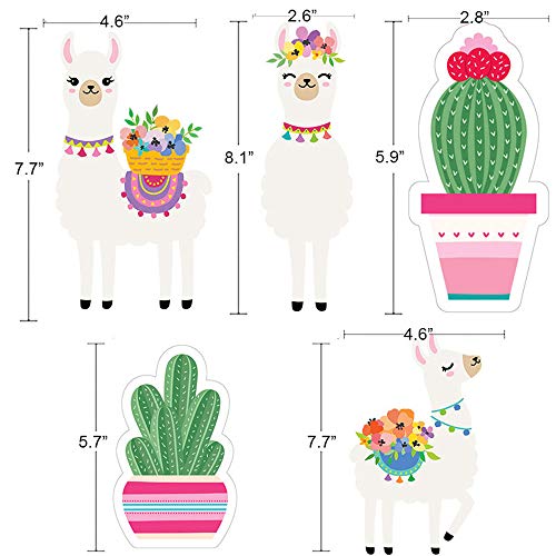 2023 Llama Cactus Banner Garland Party Supplies, Llama Cactus Themed Birthday Party Decorations for Mexican Fiesta, Cino De Mayo Llama Cactus Baby Shower, Hawaiian, Luau, Classroom Decorations - 5 Llamas and 5 Cactus