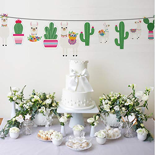 2023 Llama Cactus Banner Garland Party Supplies, Llama Cactus Themed Birthday Party Decorations for Mexican Fiesta, Cino De Mayo Llama Cactus Baby Shower, Hawaiian, Luau, Classroom Decorations - 5 Llamas and 5 Cactus