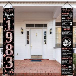 Rose Gold 40th Birthday Door Banner Decorations for Women, Back in 1983 Happy 40th Birthday Porch Sign Party Supplies, Forty Year Old Birthday Backdrop Decor for Outdoor Indoor