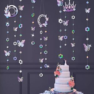 Iridescent Lavender Party Decorations for Girls Gold Purple White Birthday Garland Banner Crown Backdrop Streamer Decor for Coming of Age Quinceanera Princess Theme Wedding Bridal Baby Shower Party Supplies