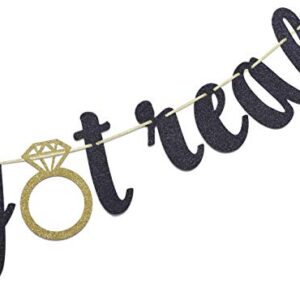 Shit Just Got Real Gold Glitter Bunting Banner for Funny Wedding, Engagement, Bachelorette,Pregnancy Announcement,Bar Sign (Black & Gold)