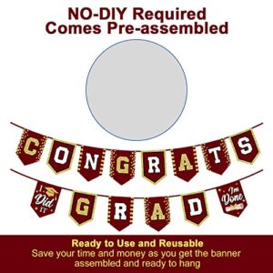 2023 Maroon Graduation Banner - No DIY Required maroon Graduation Party Supplies Decorations Grad Banner for College, High School Party (maroon Congrats Grad)