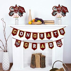 2023 Maroon Graduation Banner - No DIY Required maroon Graduation Party Supplies Decorations Grad Banner for College, High School Party (maroon Congrats Grad)