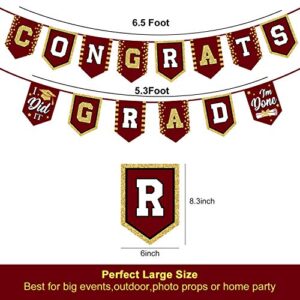 2023 Maroon Graduation Banner - No DIY Required maroon Graduation Party Supplies Decorations Grad Banner for College, High School Party (maroon Congrats Grad)