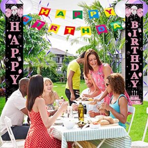 MORENKISS 21PCS Happy Birthday Party Decoration Banners with Balloons and Ribbons, Hanging Banner Porch Sign for Indoor/Outdoor Home Birthday Party