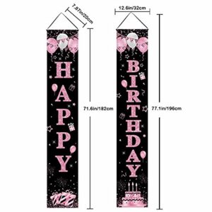 MORENKISS 21PCS Happy Birthday Party Decoration Banners with Balloons and Ribbons, Hanging Banner Porch Sign for Indoor/Outdoor Home Birthday Party