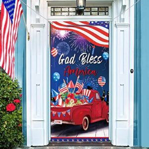 4th of july banner patriotic decoration independence day door banner 4th of july door cover god bless america patriotic banner for memorial day greeting military army party supplies 71 x 35 inches