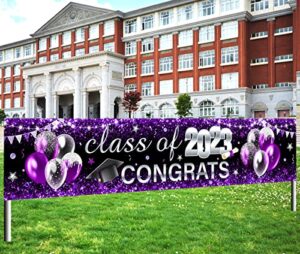 2023 graduation decorations-class of 2023 large yard sign congrats grad banner purple decoration for graduation party supplies(purple)