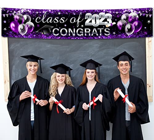 2023 Graduation Decorations-Class of 2023 Large Yard Sign Congrats Grad Banner Purple Decoration for Graduation Party Supplies(Purple)