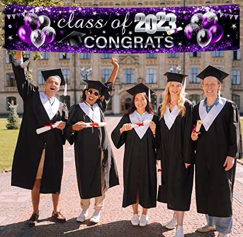 2023 Graduation Decorations-Class of 2023 Large Yard Sign Congrats Grad Banner Purple Decoration for Graduation Party Supplies(Purple)