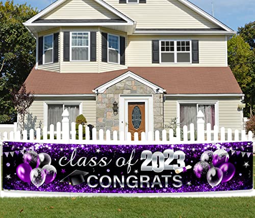 2023 Graduation Decorations-Class of 2023 Large Yard Sign Congrats Grad Banner Purple Decoration for Graduation Party Supplies(Purple)