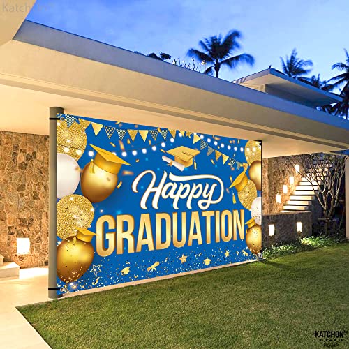 Large Happy Graduation Banner 2023 - Inch 72x44 | Graduation Party Decorations 2023 | Graduation Party Banner, Blue and Gold Graduation Decorations 2023 | Graduation Banners Class of 2023 Decorations