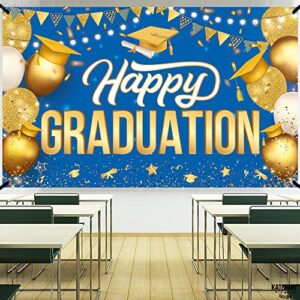 Large Happy Graduation Banner 2023 - Inch 72x44 | Graduation Party Decorations 2023 | Graduation Party Banner, Blue and Gold Graduation Decorations 2023 | Graduation Banners Class of 2023 Decorations