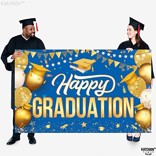 Large Happy Graduation Banner 2023 - Inch 72x44 | Graduation Party Decorations 2023 | Graduation Party Banner, Blue and Gold Graduation Decorations 2023 | Graduation Banners Class of 2023 Decorations