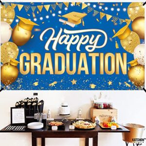 Large Happy Graduation Banner 2023 - Inch 72x44 | Graduation Party Decorations 2023 | Graduation Party Banner, Blue and Gold Graduation Decorations 2023 | Graduation Banners Class of 2023 Decorations