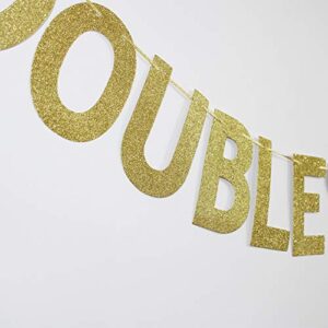 Double Trouble Gold Glitter Banner for Twins Baby Shower Party Sign, Baby Twins' Birthday Party Photo Props Decoration Double Trouble Gold Glitter Banner for Twins Baby Shower Party Sign, Baby Twins' Birthday Party Photo Props Decoration Double Trouble Go